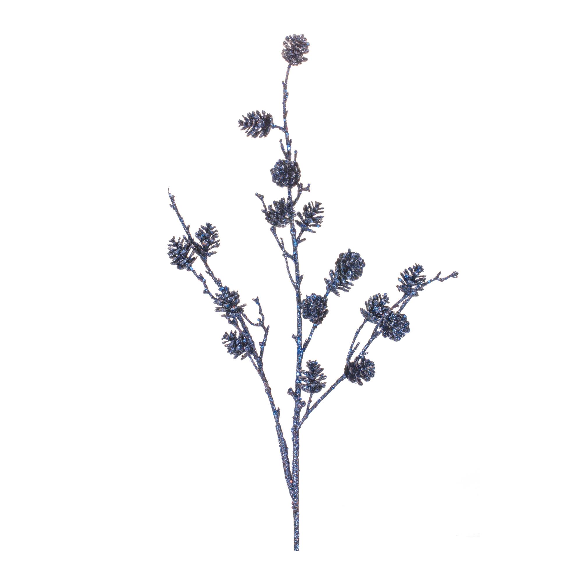 39" Glittered Blue Pinecone Twig Sprays, 6ct.